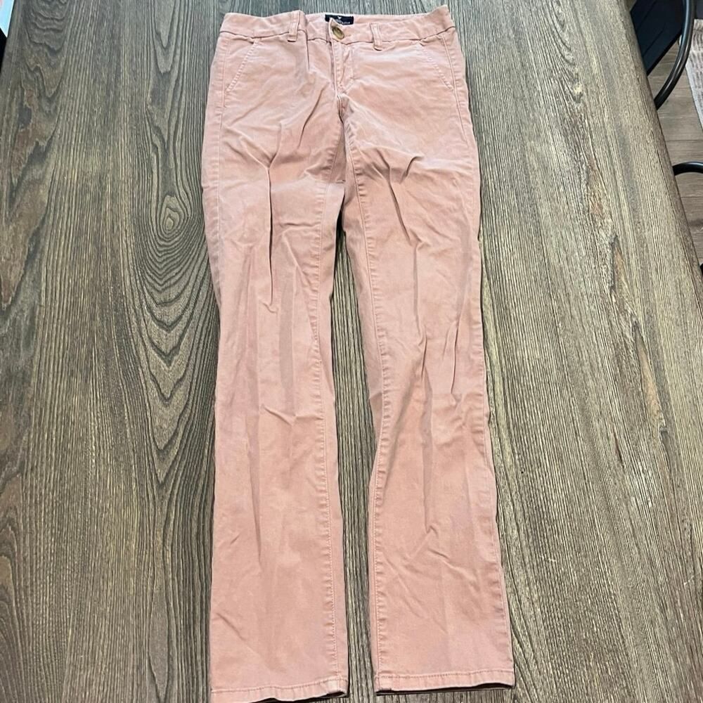 American Eagle Skinny Jeans Mid-Rise Cotton Blend Denim Stretch Pink Size 4